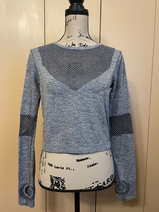 Target Tops - Gray Long Sleeve Mesh Pullover